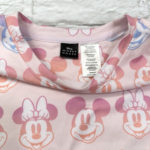 Disney Mickey Minnie Mouse Woman Pink Pajama Set  2pc Sz M Soft Cozy Lounge Wear - Picture 15 of 16